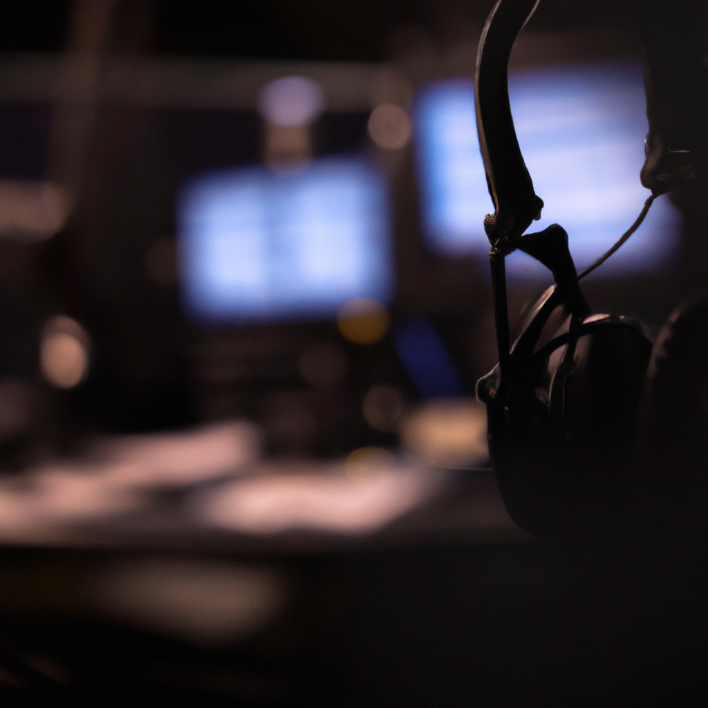 Broadcast headset and IFB on modern newsroom console in Canada